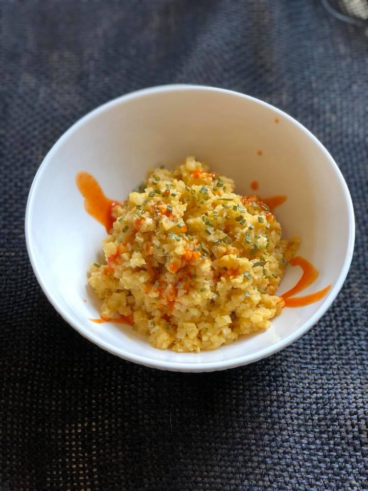 Cheesy Cauliflower Rice (vegan, paleo, gluten-free, grain free)